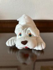Vintage 1985 Prestige Toy Corp White Puppy Dog Plush 9" Stuffed Animal