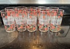 VTG Atomic Sunburst Starburst Libbey Pink White Tumbler Glasses Set 10 Cups MCM
