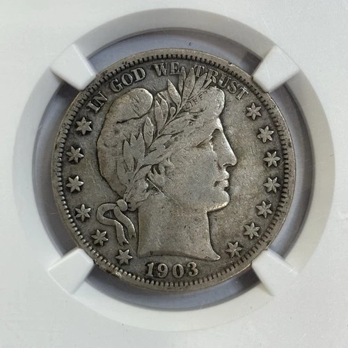 1903 S Barber Half Dollar - 90% Silver - 50c United States Coin - NGC F15