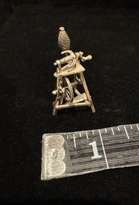 Antique Sterling Silver (.925) Miniature Spinning Wheel Decorative Collectible