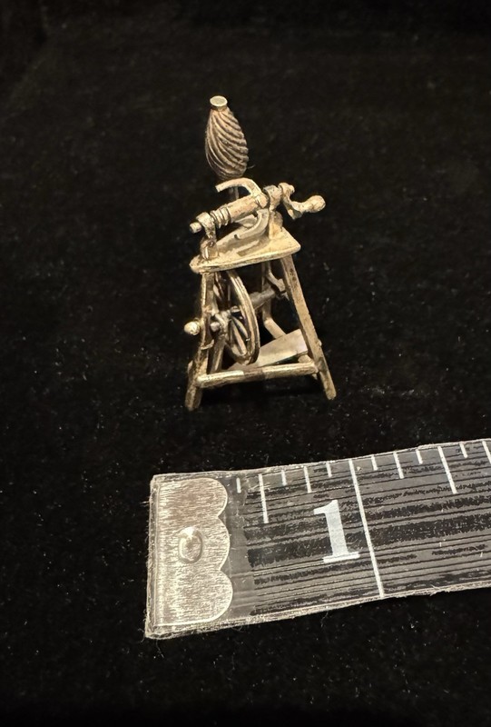 Antique Sterling Silver (.925) Miniature Spinning Wheel Decorative Collectible