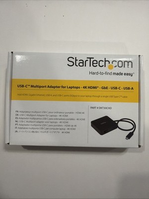 StarTech Portable 4K Multiport Adapter USB-C Thunderbolt HDMI Ethernet DKT30CHD