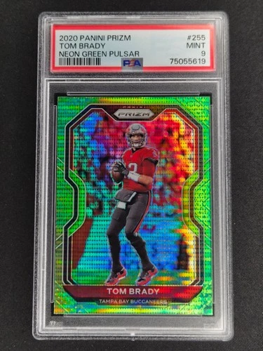 2020 Panini Prizm #255 Tom Brady Prizm Neon Green Pulsar PSA 9 MINT