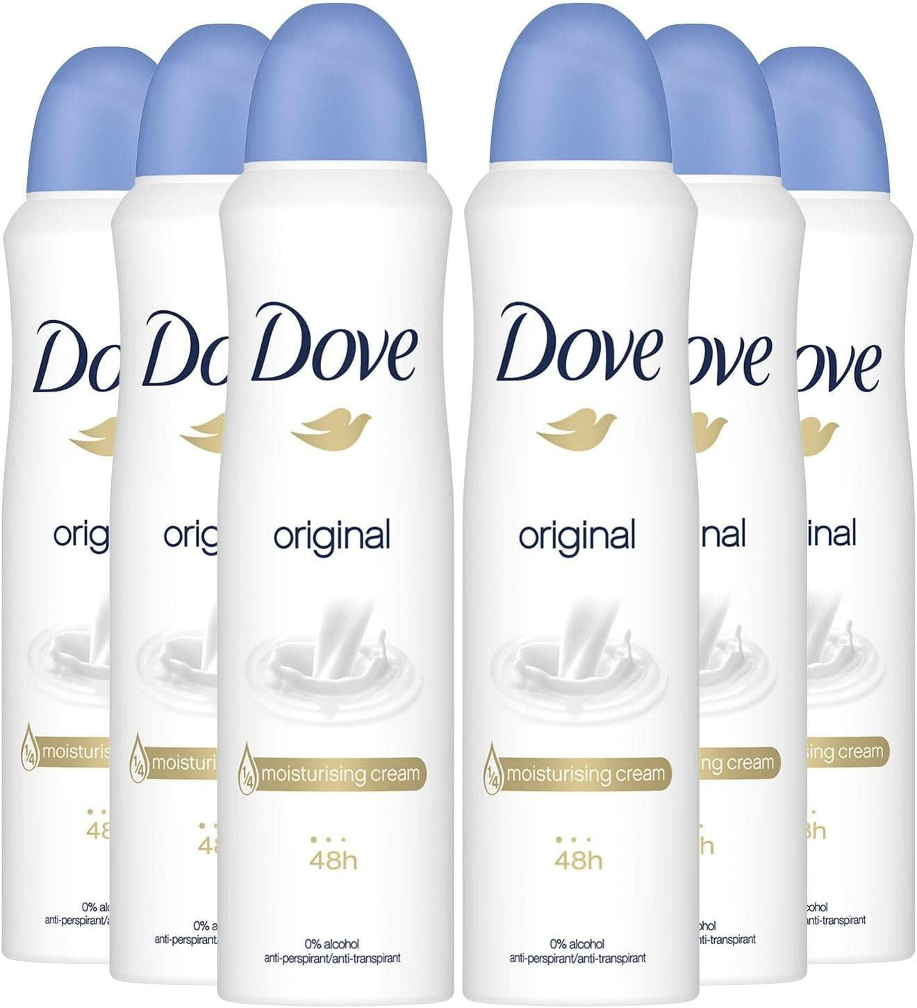 6 x 250ml Dove Original Aerosol Anti-Perspirant Deodorant Spray