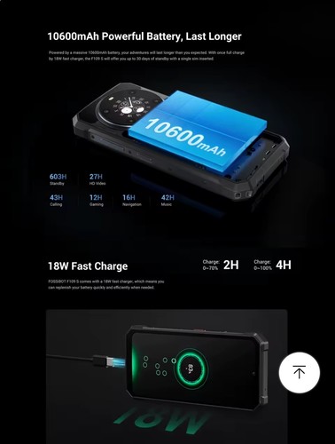 Fossibot F109S Rugged 24+256GB 4G DualSim 50MP NFC 10600mAh Android 15 Phone - Picture 12 of 17