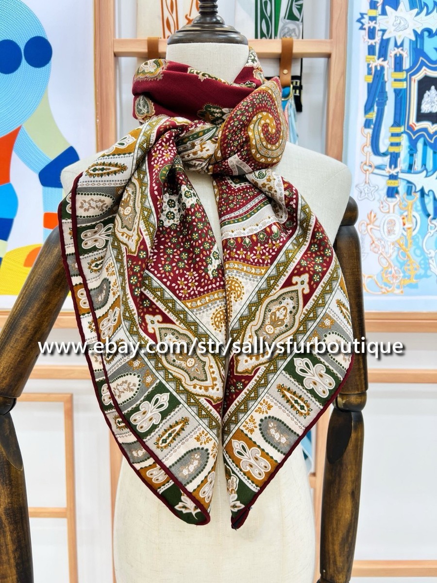 Sallys 70% Cashmere & 30% Silk Stole Paisley Print Double Face