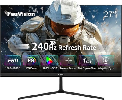 FeuVision 27 Zoll Gaming Monitor, 240Hz, FHD 1080p, PC Monitor, 1ms, IPS Panel