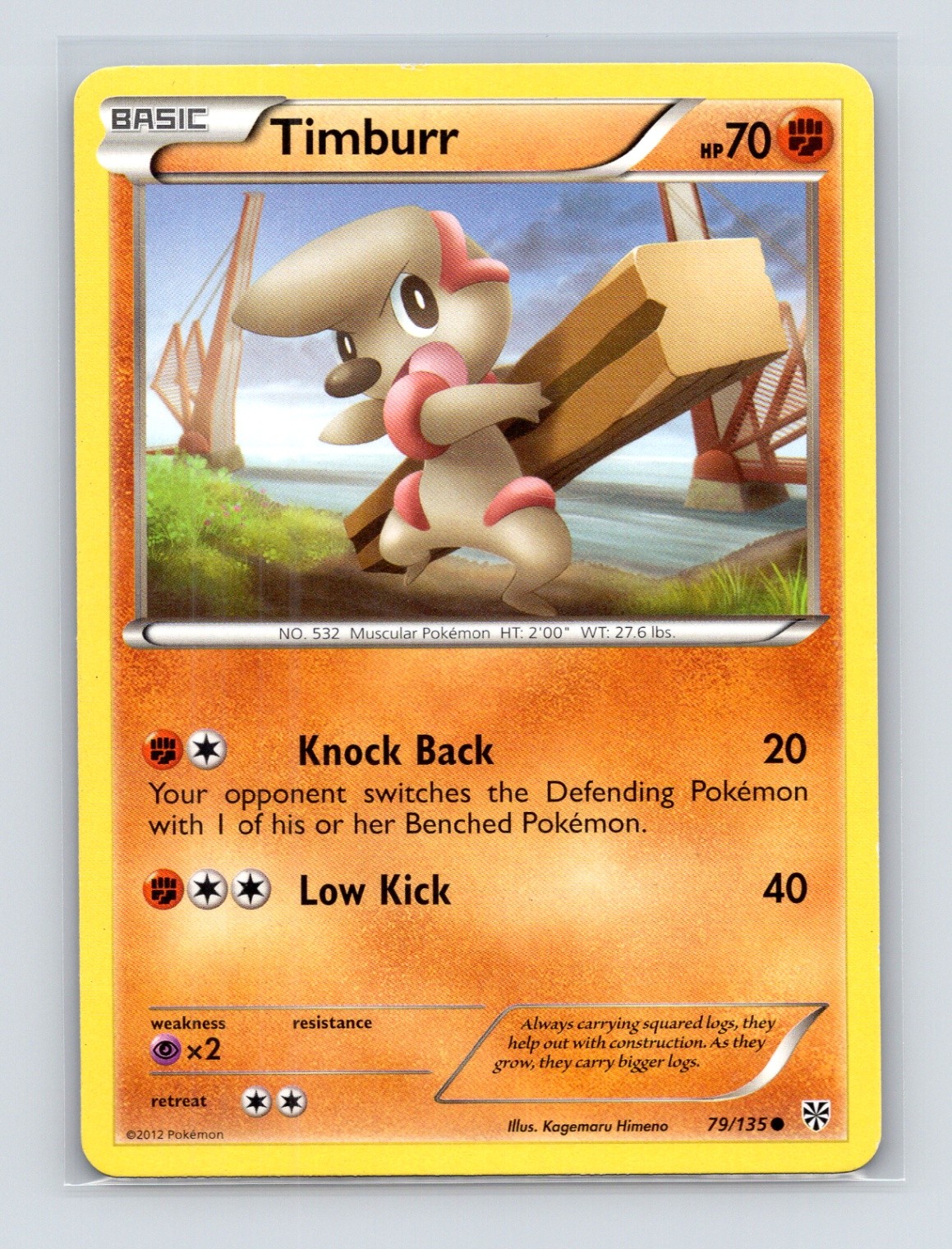 Pokémon TCG Timburr 79/135 Plasma Storm Normal LP