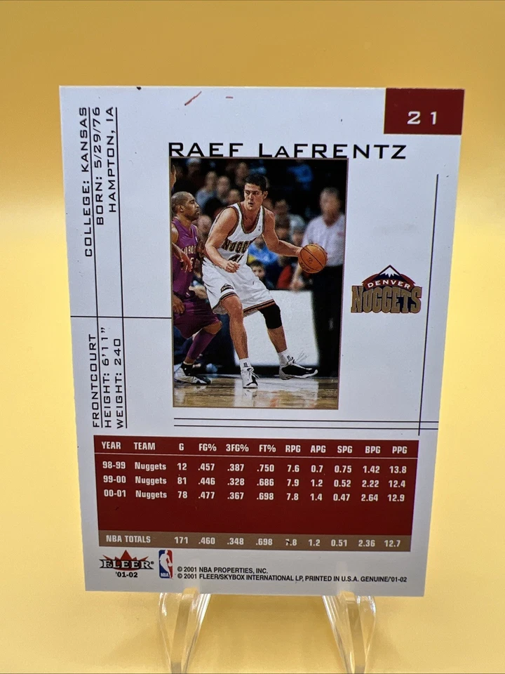 2001-02 Fleer Genuine Raef LaFrentz #21 - Image 2 of 2