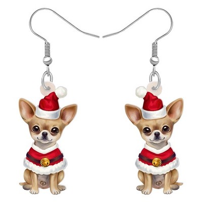 Acrylic Drop Dangle Christmas Gifts Dog Puppy Doggy Earrings Ornaments Deco - 02