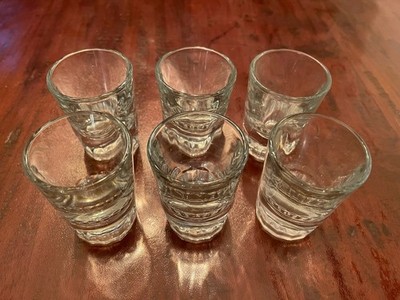 Set of 6 Vtg. Libbey Heavy Bottom Beveled Shot Glasses  USA