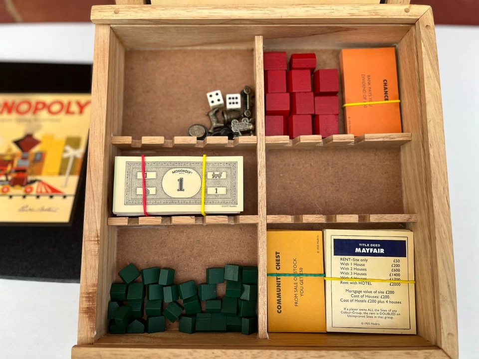 Monopoly Board Game Nostalgia Edition Wooden Box 2003 by Parker Complete & VGC - Image 2 of 4