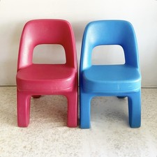Vintage Step 2 Criss Cross Red Blue Chair Lot Kids Play 1990s Plastic Chunky