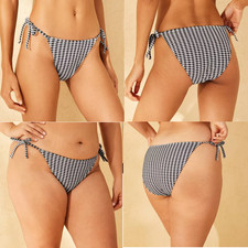 Women's Sparkle Gingham Texture Low-Rise Cheeky Side-Tie Bikini Bottom XL