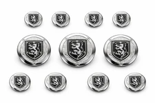 Metal Blazer Buttons Set - Rampant Lion Black Shield - Gold or Silver