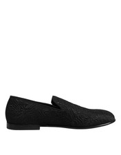 Dolce & Gabbana Black Jacquard Slip On Loafers Formal Men's Shoes Authentic