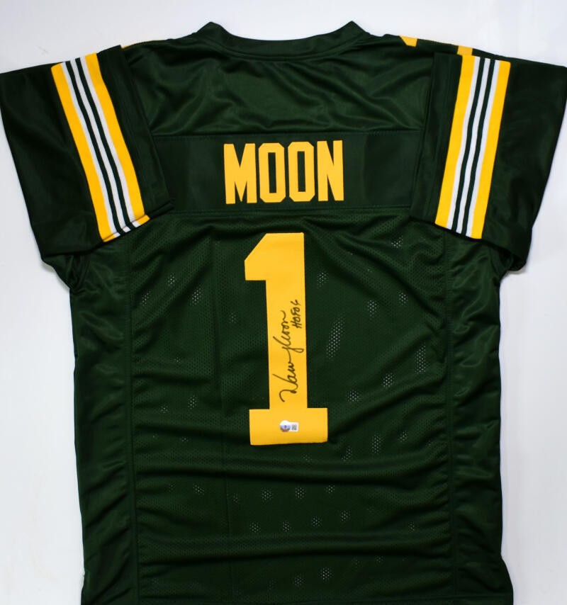 Warren Moon Autographed Signed Edmonton Eskimos Green Pro Style Jersey w/ HOF- Beckett W Hologram *Black 
