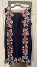 Tahari Women’s 14W Navy Floral Sheath Dress Sleeveless Plus Size