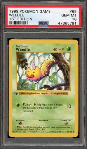 Pokemon Weedle Base Set Shadowless 1st Edition #69 PSA 10 Gem Mint