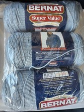 Bernat Super Value Yarn Lot 3 Skeins 7oz ea 100 Acrylic Worsted PALE NAVY, NLA
