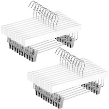20 Stück Hosenbügel Rockbügel Kleiderbügel mit Klammern Anti-Rutsch-Clip Weiss