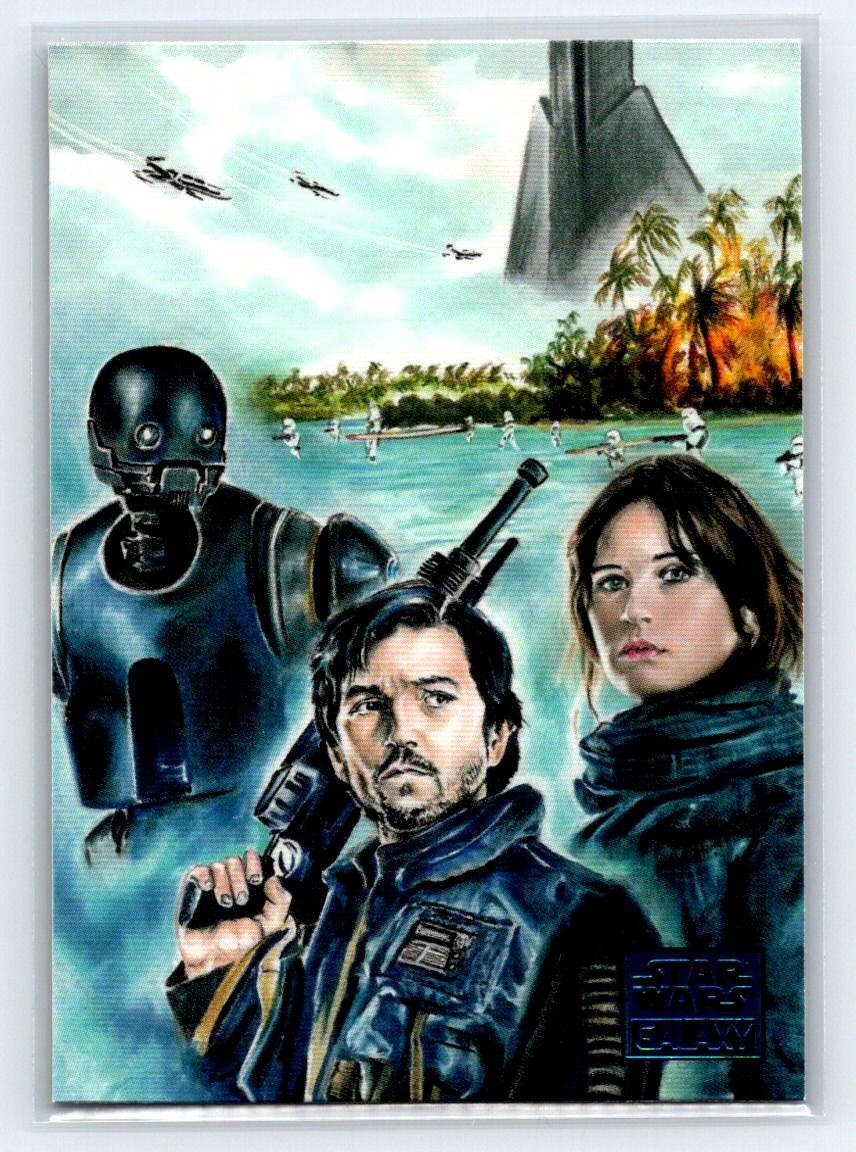 JYN ERSO CASSIAN ANDOR K-2SO 2018 Star Wars Galaxy Battle of Scarif Blue #22 C1