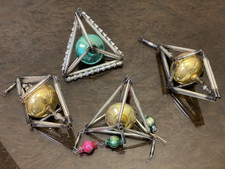 Set 4 pcs Vintage Rare XMAS Decor CHRISTMAS Glass Ornament USSR, 25/22