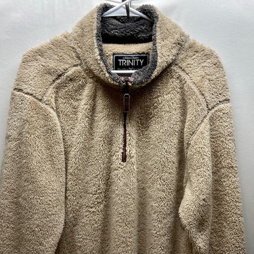 Trinity 1/4 Zip Pile Uomo 2X Beige Sherpa Americano Abbigliamento Qualità Premium - Foto 2 di 14