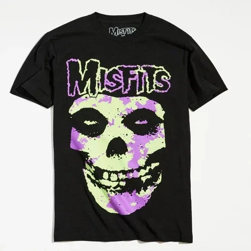 Misfits Cotton Graphic T Shirt Mens Skull Punk Rock Band Tee Y2K Grunge S-4XL