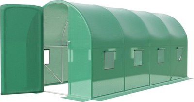 15x6.5 Ft Walk-In Greenhouse, Heavy Duty Steel, PE Cover, Swing Door & 8 Vents
