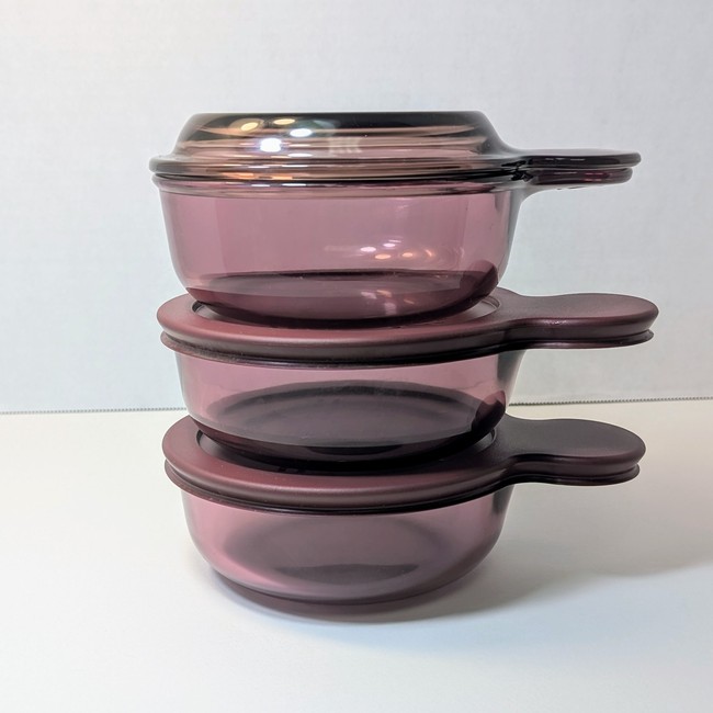 Vision Corning Heat & Eat Grab Go Containers W/ Lids V-150-B Cranberry
