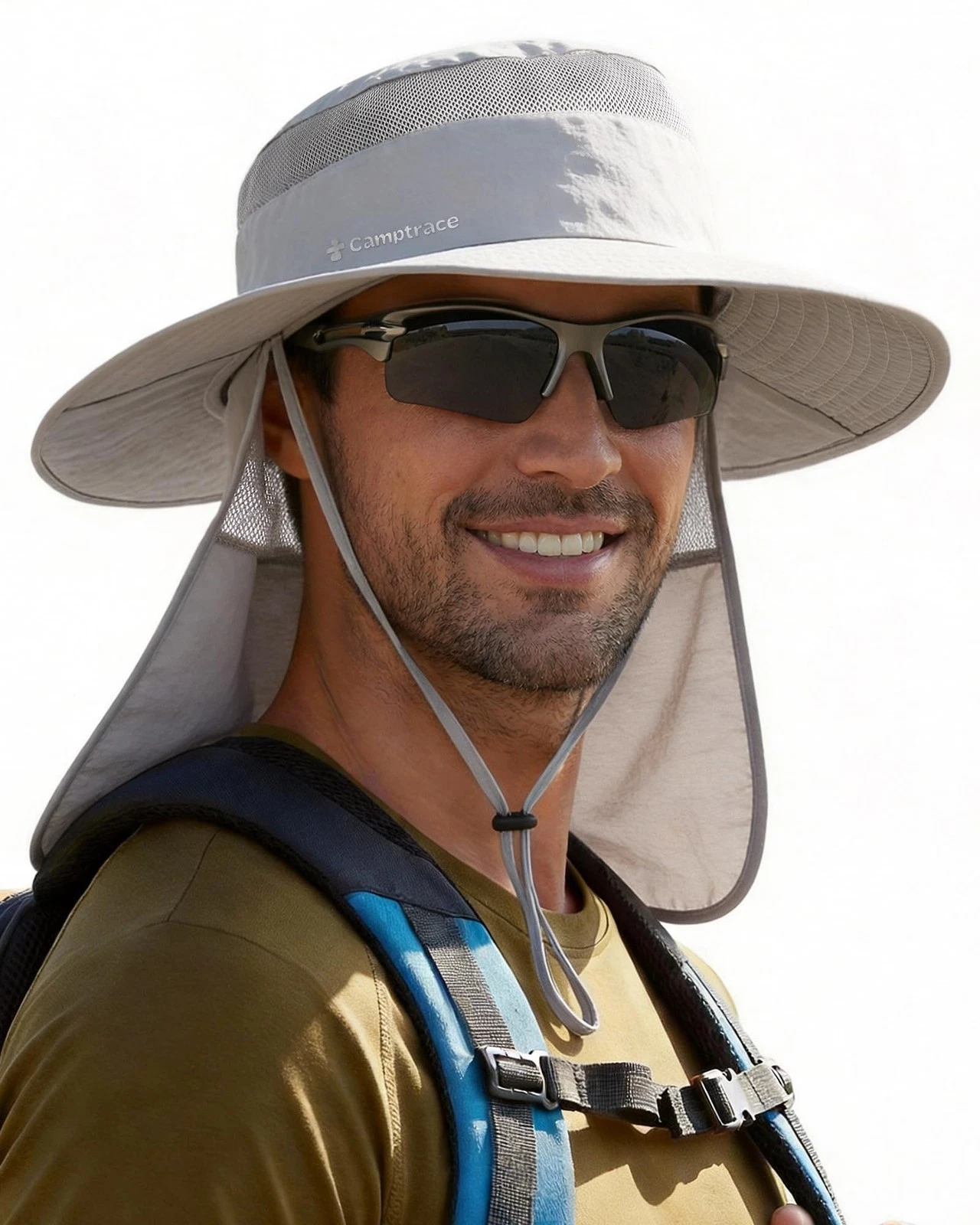 UPF 80+ Sun Hats for Men Women Wide Brim Sun Protection Mesh Hat with Neck Fl...
