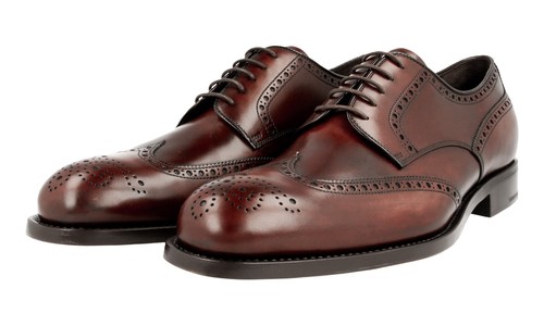 Prada Men's 2EB122 Brown Full Brogue Leather Business Shoes US 10 / EU 9 (43)