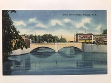 1940 Main Street Bridge Nashua New Hampshire Postcard