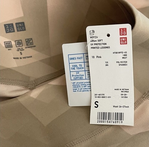 Uniqlo AIRism Soft Leggings Womens Size Small Side Pockets Printed Skinny NWT - Picture 5 of 7