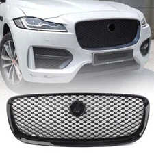 Front Upper Vent Grille Gloss Black Mesh Radiator Fit Jaguar F-PACE 2016-2020