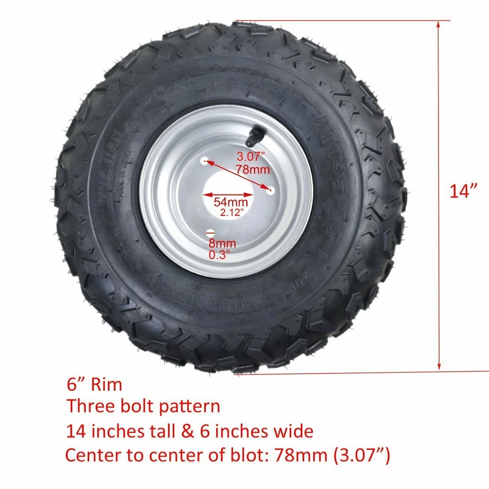 Rueda de neumático 4 piezas 6" pulgadas 145/70-6 para ATV bicicleta Suzuki LT50 Taotao Quad Go Kart Foto 2 de 4