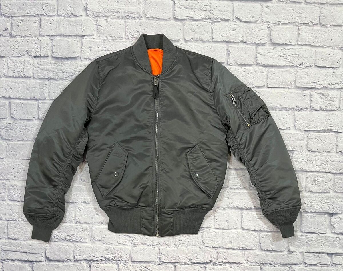 Alpha industries ma-1 Green orange zip up Bomber Jacket Alpha industries ma-1 Green orange zip up Bomber Jacket