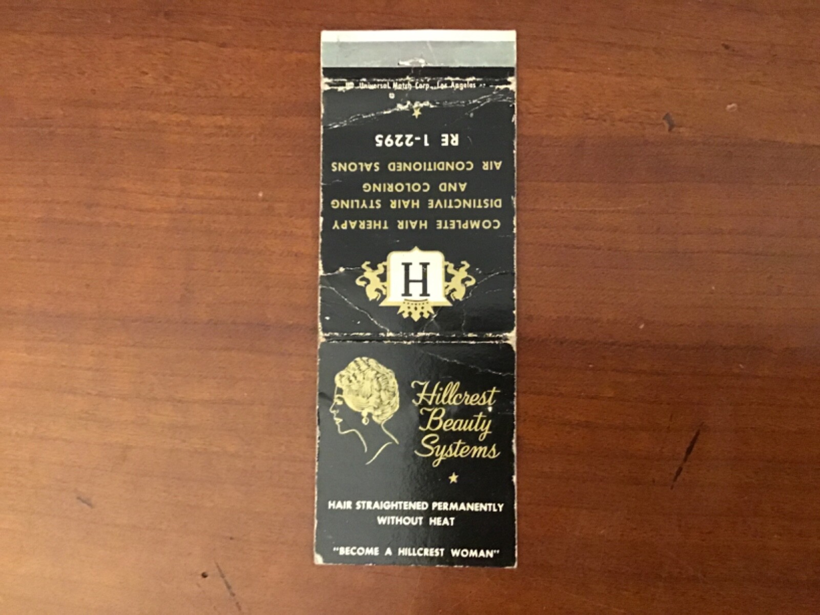 Rare Vintage Hillcrest Beauty Systems Los Angeles CA Matchbook Cover