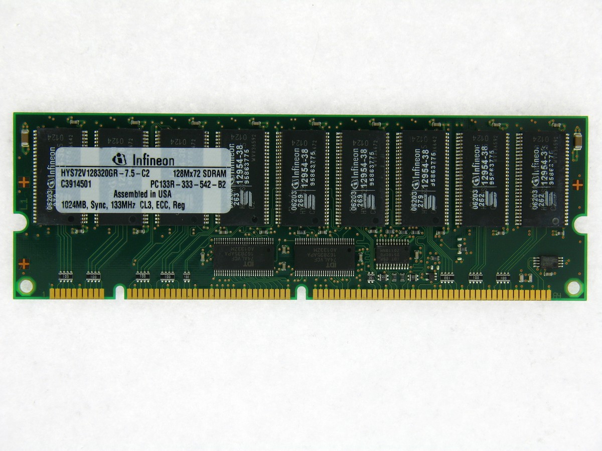 HYS72V128320GR-7.5-C2 1GB 168-pin PC133 ECC Registered SDRAM DIMM