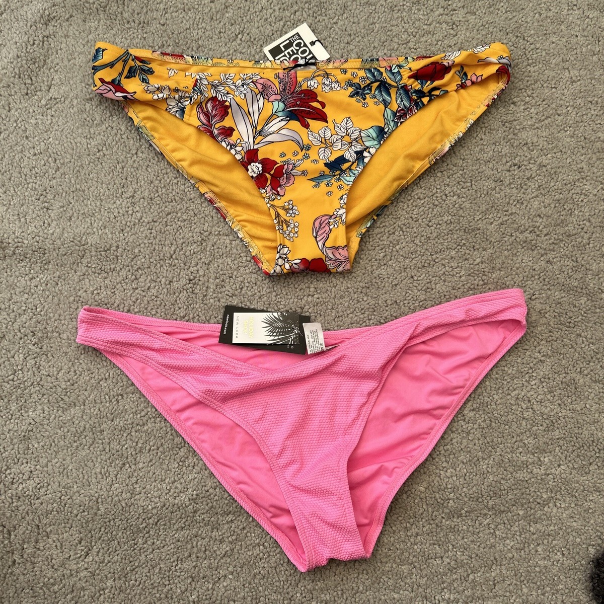 BNWT ladies yellow floral and pink bikini bottoms by Debenhams/new look  size 18