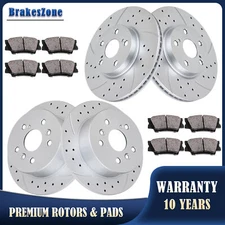 Front and Rear Brake Rotors Pads Kit for Ford Fusion 2006-2012 Slotted Drilled