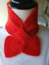 Knitted Neck Warmer Hand Made ‐ Red, Beige, Gray, Purple. Pull Through Style