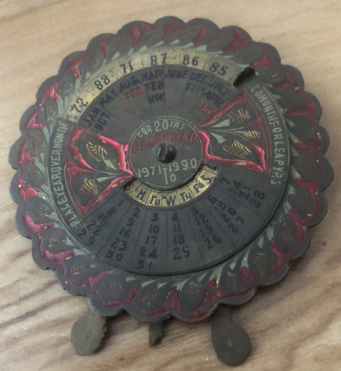 20 Year Collectable Vintage Antique Perpetual Calendar 1971-1990 Brass  India | eBay