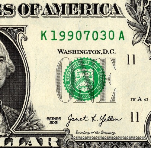 July 30 1990 Birthday note Fancy Serial Number One Dollar Bill