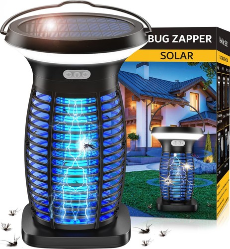 ZECHUAN Solar Bug Zapper Outdoor Waterproof Portable Pest Control Electric Mo...