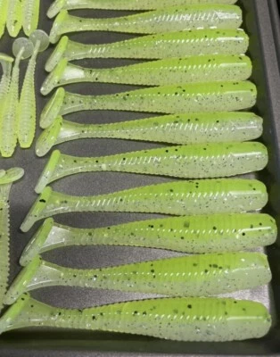 NORTHEAST CUSTOM BAITS 4” Paddle Tail Swimbait Soft Plastic Keitech Style Perch Walleye Bass 5 Pack