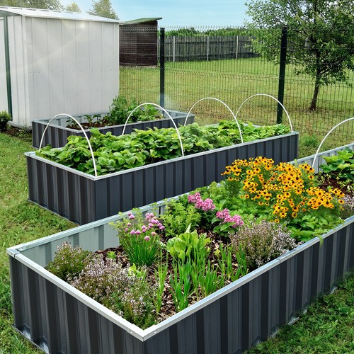 KING BIRD Raised Garden Bed Galvanized Metal Planter Box 4 Installation