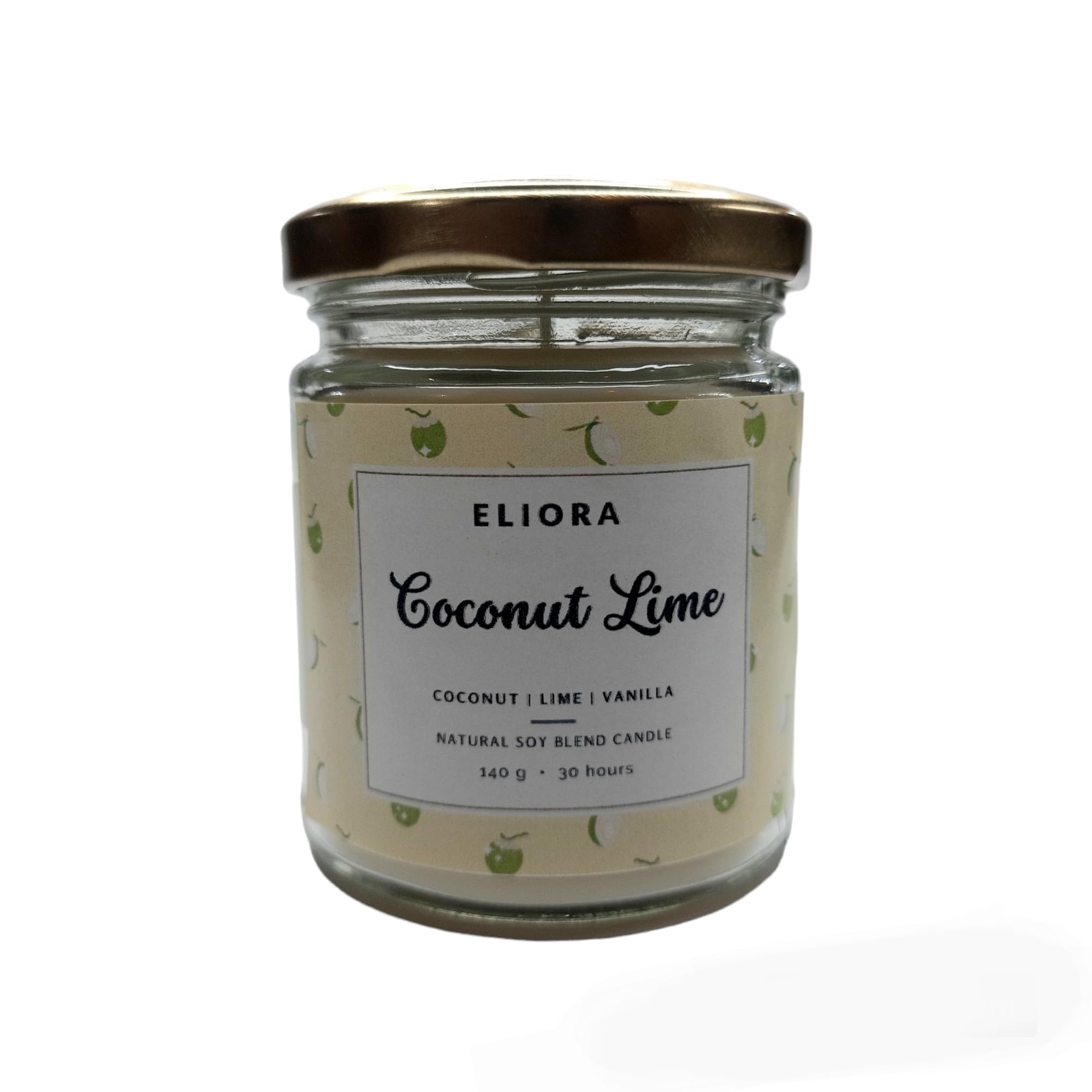 Coconut Lime (Scented Soy Blend Glass Jar Candle) (Fragrance Blend: Coconut, ...