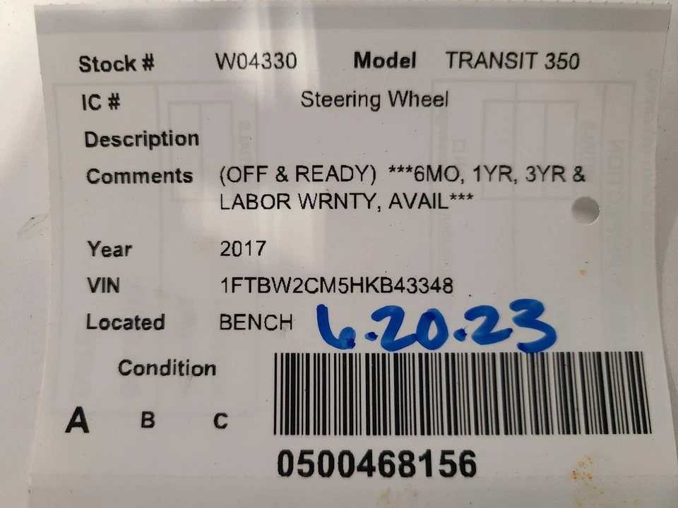 Volante usado se adapta a: Ford Transit 350 2017 grado A Foto 3 de 4